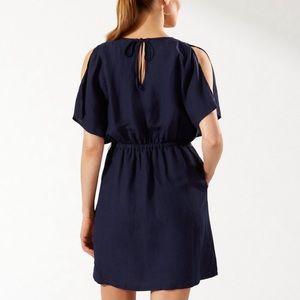 St. Lucia Linen blend split shoulder dress